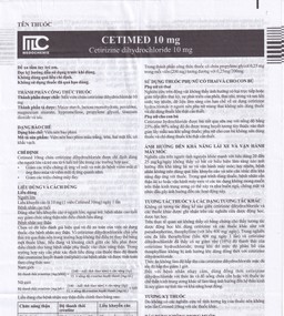 Thuốc Cetimed 10mg Medochemie điều trị triệu chứng viêm mũi dị ứng (1 vỉ x 10 viên)