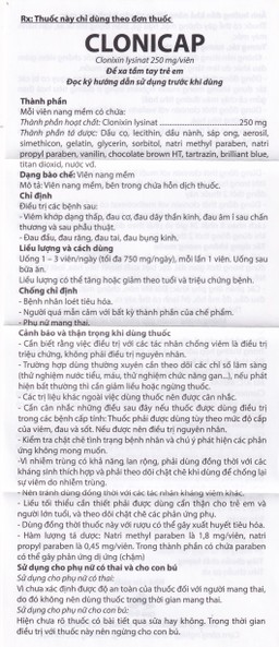 Thuốc Clonicap 250mg CPC1HN điều trị viêm khớp dạng thấp, đau cơ (2 vỉ x 15 viên)