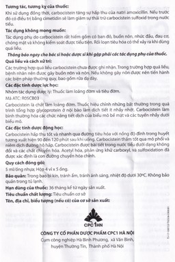 Dung dịch uống Cynamus 125mg/5ml CPC1HN dùng khi ho có đàm, tăng tiết nhiều đàm (4 vỉ x 5 ống)