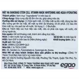 Mặt nạ dưỡng ẩm Banobagi Stem Cell Vitamin Mask Whitening & Aqua Hydrating 30g