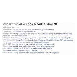 Ống hít thông mũi con ó Eagle Inhaler 1.1g thông mũi, giảm nghẹt mũi (12 ống)