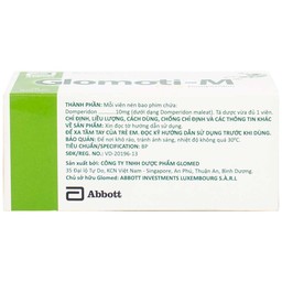 Thuốc Glomoti-M Glomed điều trị triệu chứng buồn nôn, nôn, chướng bụng (10 vỉ x 10 viên)
