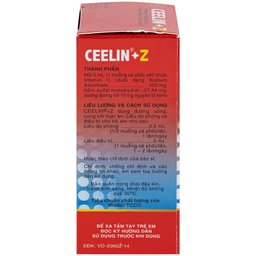 Siro Ceelin + Z United phòng ngừa và điều trị thiếu vitamin C hoặc thiếu kẽm (60ml)