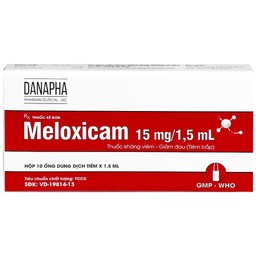 Dung dịch tiêm Meloxicam 15mg/1.5ml Danapha điều trị đau viêm xương khớp (10 ống)