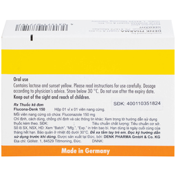 Thuốc Flucona-Denk 150mg điều trị nhiễm nấm candida ở người lớn (1 viên)