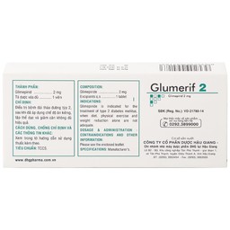 Thuốc Glumerif 2 DHG điều trị bệnh đái tháo đường típ 2 (3 vỉ x 10 viên)