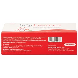 Thuốc Myhemo BRV điều trị dự phòng thiếu sắt và folic acid trong khi mang thai (3 vỉ x 10 viên)
