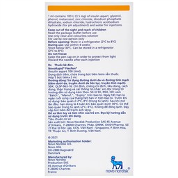 Bút tiêm Novorapid FlexPen 100U/ml Novo Nordisk kiểm soát đường huyết (5 cây x 3ml)