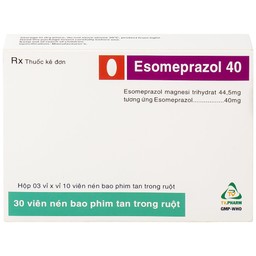 Thuốc Esomeprazol 40 Tv.Pharm điều trị loét dạ dày, trào ngược dạ dày, thực quản (3 vỉ x 10 viên)
