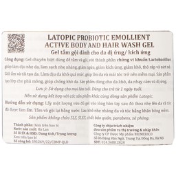 Gel tắm gội cho da kích ứng Latopic Probiotic Emollient Active 400ml