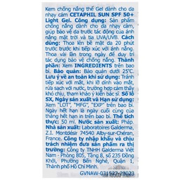 Kem chống nắng Cetaphil Sun Spf 50+ bảo vệ da trước tác động của ánh nắng mặt trời (50ml)