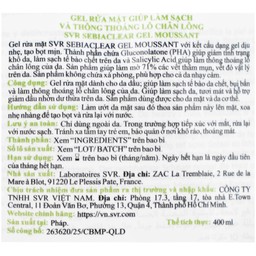 Gel rửa mặt SVR Sebiaclear Moussant làm sạch và giảm dầu cho da dầu (400ml)