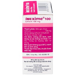 Hỗn dịch uống Imexime 100 Imexpharm điều trị nhiễm khuẩn đường tiết niệu, viêm thận - bể thận (12 gói x 2g)