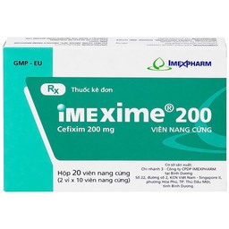 Thuốc Imexime 200 Imexpharm điều trị nhiễm khuẩn đường tiết niệu, viêm thận - bể thận (2 vỉ x 10 viên)