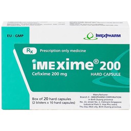 Thuốc Imexime 200 Imexpharm điều trị nhiễm khuẩn đường tiết niệu, viêm thận - bể thận (2 vỉ x 10 viên)