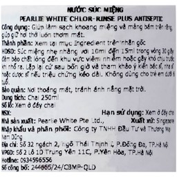 Nước Súc Miệng Pearlie White Chlor-Rinse Plus (250ml)