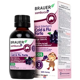 Siro Black ElderBerry Cold And Flu Forte Brauer hỗ trợ giảm các triệu chứng ho, sổ mũi do cảm (100ml)