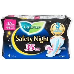 Băng vệ sinh ban đêm Laurier Safety Night Kao thấm hút nhanh (4 miếng x 35cm)