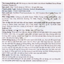 Bộ rửa mũi trẻ em Neilmed Pediatric Starter kit (1 bình + 30 gói) dùng cho trẻ từ 4 đến 10 tuổi