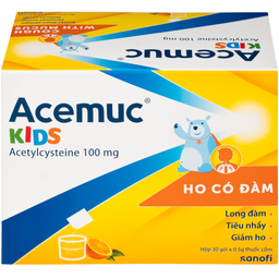 Thuốc cốm Acemuc Kids 100mg Sanofi long đàm, tiêu nhầy, giảm ho (30 gói x 0.5g)