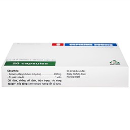 Thuốc Cefixime 200mg Tv.Pharma điều trị các bệnh nhiễm khuẩn đường niệu, viêm thận (2 vỉ x 10 viên)