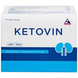 Thuốc Ketovin Vinphaco phòng ngừa và điều trị rối loạn chuyển hóa protein trong suy thận mạn (10 vỉ x 10 viên)