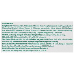 Thuốc Livolin Forte Mega We Care điều trị viêm gan cấp, bán cấp và viêm gan mạn tính, xơ gan (3 vỉ x 10 viên)