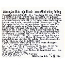 Kẹo Ngậm Ho Không Đường Chanh Bạc Hà Ricola Lemon Mint (40g)