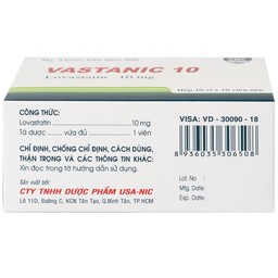 Thuốc Vastanic 10 Usa - Nic Pharma điều trị rối loạn lipid, làm giảm cholesterol (10 vỉ x 10 viên)