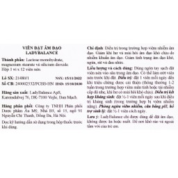 Viên đặt phụ khoa Ladybalance (1 vỉ x 12 viên) giảm khí hư, mùi hôi, khô ngứa, rát do viêm nhiễm âm đạo