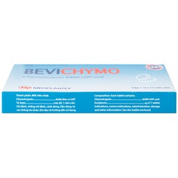 Thuốc Bevichymo Chymotrypsin 8400 USP Mediplantex điều trị các trường hợp phù nề sau chấn thương, phẫu thuật, bỏng (1 vỉ x 12 viên)