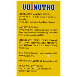 Siro Ubinutro Nam Hà bổ sung các acid amin, vitamin và kẽm (120ml)