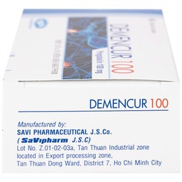 Thuốc Demencur 100 DaviPharm điều trị đau thần kinh trung ương và ngoại vi (3 vỉ x 10 viên)