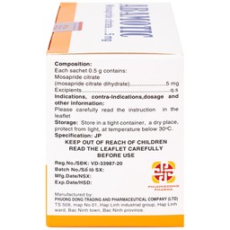 Bột pha uống Abamotic 5mg Phương Đông điều trị các triệu chứng tiêu hóa, viêm dạ dày (30 gói x 0,5g)