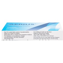 Thuốc Aerius 5mg Organon giảm viêm mũi dị ứng, mày đay (1 vỉ x 10 viên)