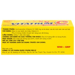 Thuốc Vitatrum C 1000mg Reliv ngăn ngừa và điều trị bệnh do thiếu vitamin C (10 viên)
