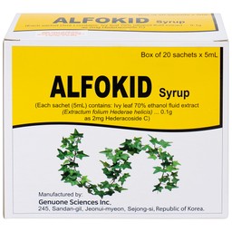 Thuốc Alfokid Syrup Kolmar điều trị giảm ho do viêm phế quản mạn tính, viêm đường hô hấp (20 túi)