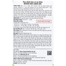 Siro bổ sung kẽm tăng sức đề kháng cho trẻBrauer Baby & Kids Liquid Zinc (200ml)