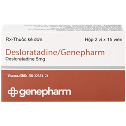 Thuốc Desloratadine 5mg Genepharm giảm các triệu chứng viêm mũi dị ứng, mày đay (2 vỉ x 15 viên)