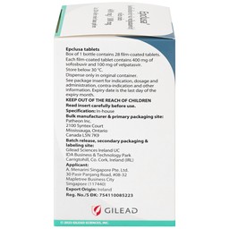 Thuốc Epclusa 400mg/100mg Gilead điều trị viêm gan C mãn tính (28 viên)