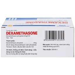 Dung dịch tiêm Dexamethasone 4mg/1ml điều trị trạng thái hen, bệnh dị ứng nặng, phản ứng sau truyền máu (50 ống)