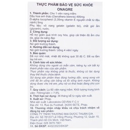 Viên uống giúp da sáng đẹp, giảm quá trình oxy hóa, cải thiện độ ẩm cho da Onagre Cevrai (60 viên)