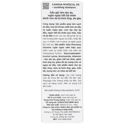 Dầu gội dịu da Canova Rivescal DS Soothing Shampoo ngừa tiết bã nhờn, giảm kích ứng cho da đầu nhạy cảm, gàu (200ml)