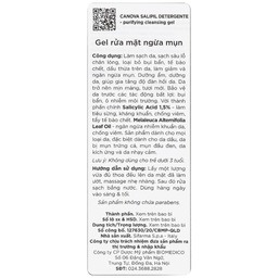 Gel rửa mặt ngừa mụn Canova Salipil Detergente Purifying Cleansing Gel Sifarma 50ml