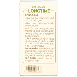 Bột khử mùi Longtime Sao Thái Dương giúp khử và hạn chế mồ hôi, hết ngứa (18g)