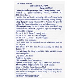 Dung dịch dạng xịt LineaBon K2+D3 10ml bổ sung Vitamin D3 và Vitamin K2, hỗ trợ hấp thu canxi