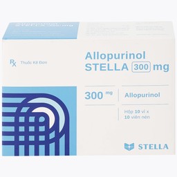 Thuốc Allopurinol 300mg Stella Pharm giảm sự hình thành acid uric, điều trị bệnh gout (10 vỉ x 10 viên)
