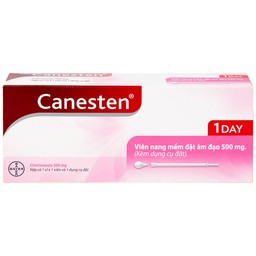 Viên đặt âm đạo Canesten 1 Day 500mg Bayer điều trị viêm âm đạo và cơ quan sinh dục ngoài (1 vỉ x 1 viên)
