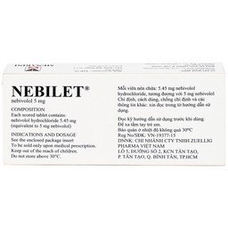 Thuốc Nebilet Nebivolol 5mg Menarini điều trị tăng huyết áp và suy tim mạn tính (2 vỉ x 14 viên)