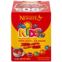 Nước Yến Sào Cao Cấp Cho Trẻ Em Nunest Kid Vị Dâu Lốc 3+1 (70ml)